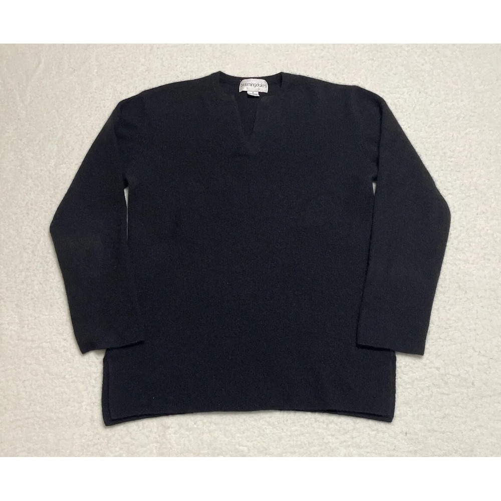 Bloomingdale's Cashmere Sweater Women's Small Black Long Sleeve V Neck